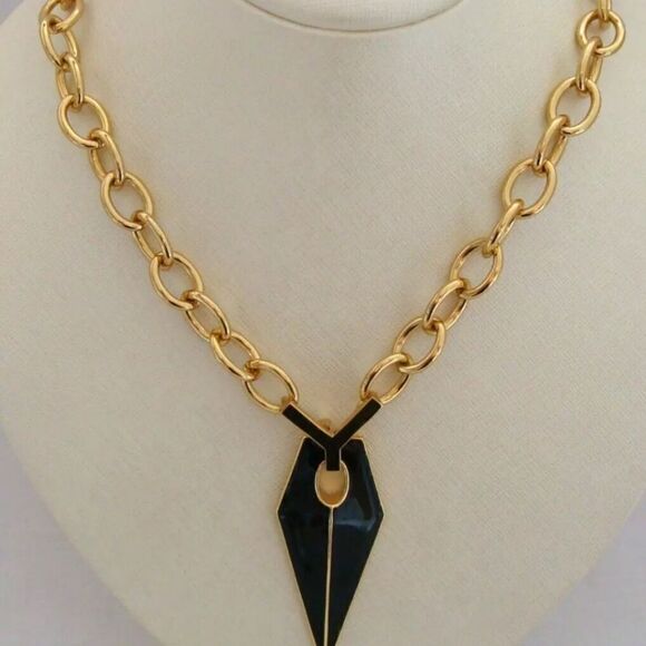 Rebecca Minkoff Gold-Tone And Black Enamel Blade Necklace - Picture 2 of 13